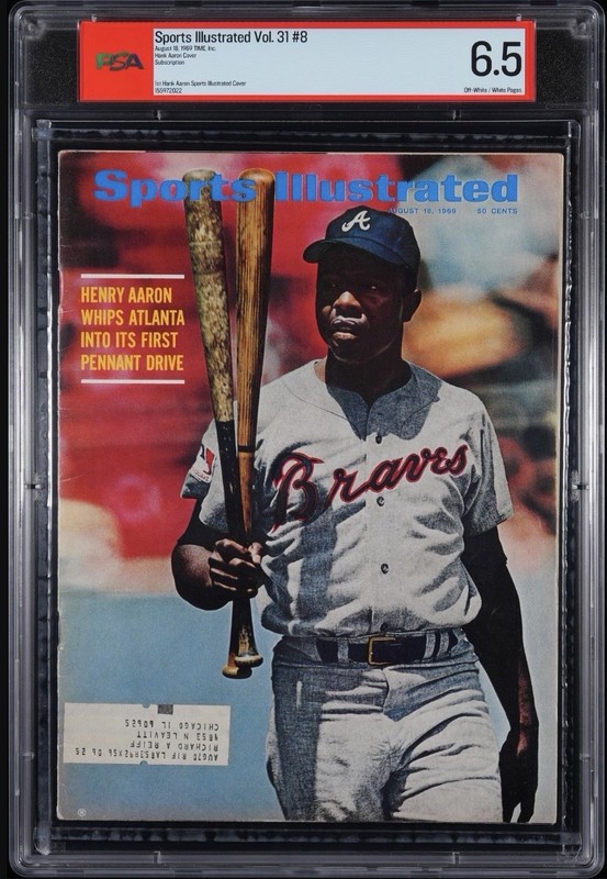 1969 Hank Aaron Sports Illustrated First Cover Sub PSA