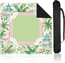 Tropical Palm Tree Mahjong Mat with Carrying Bag 31.5" X 31.5" Non Slip Noise Re