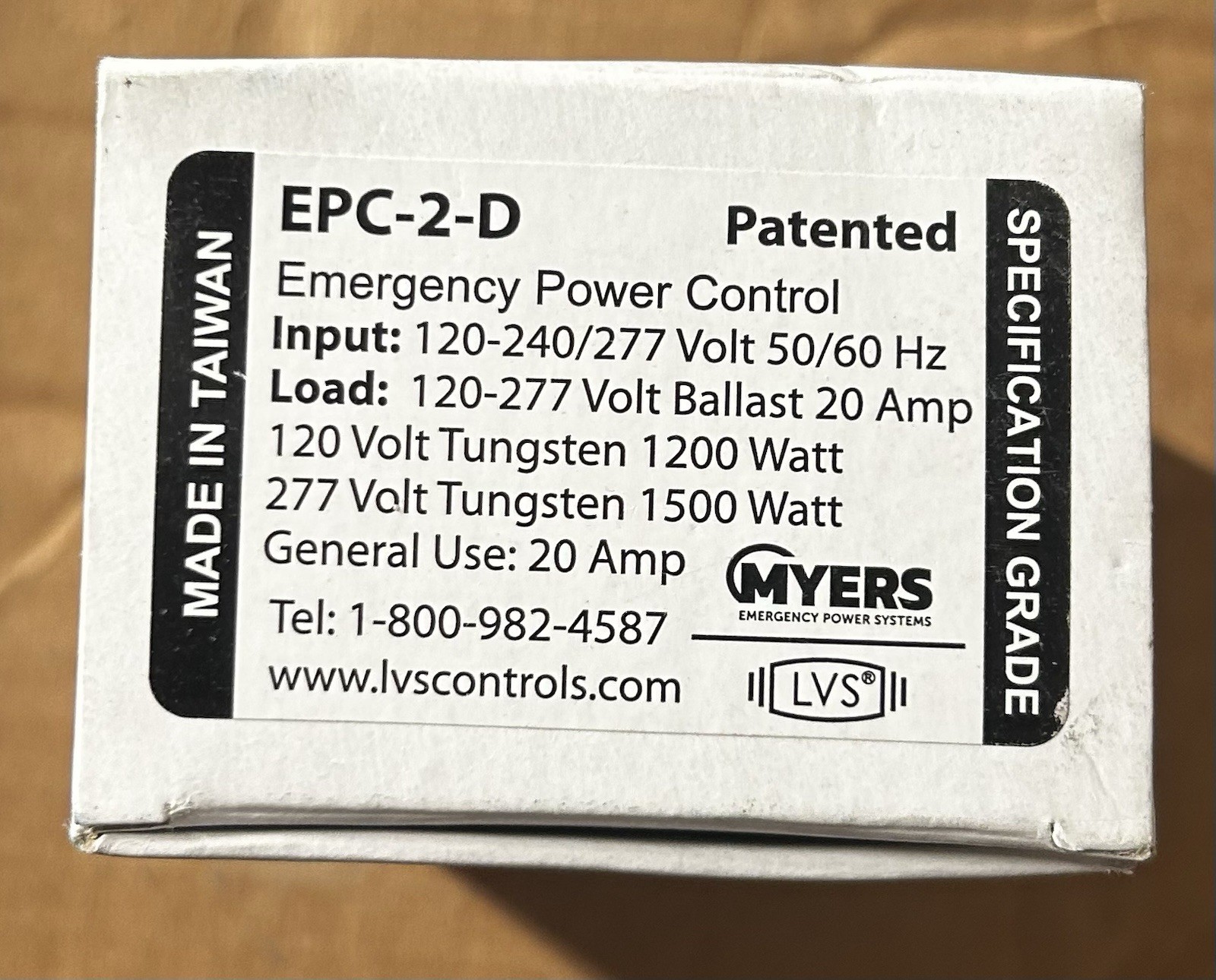 New Myers EPC-2-D Emergency Power Control Switch 120-277V 20A Indicator Light