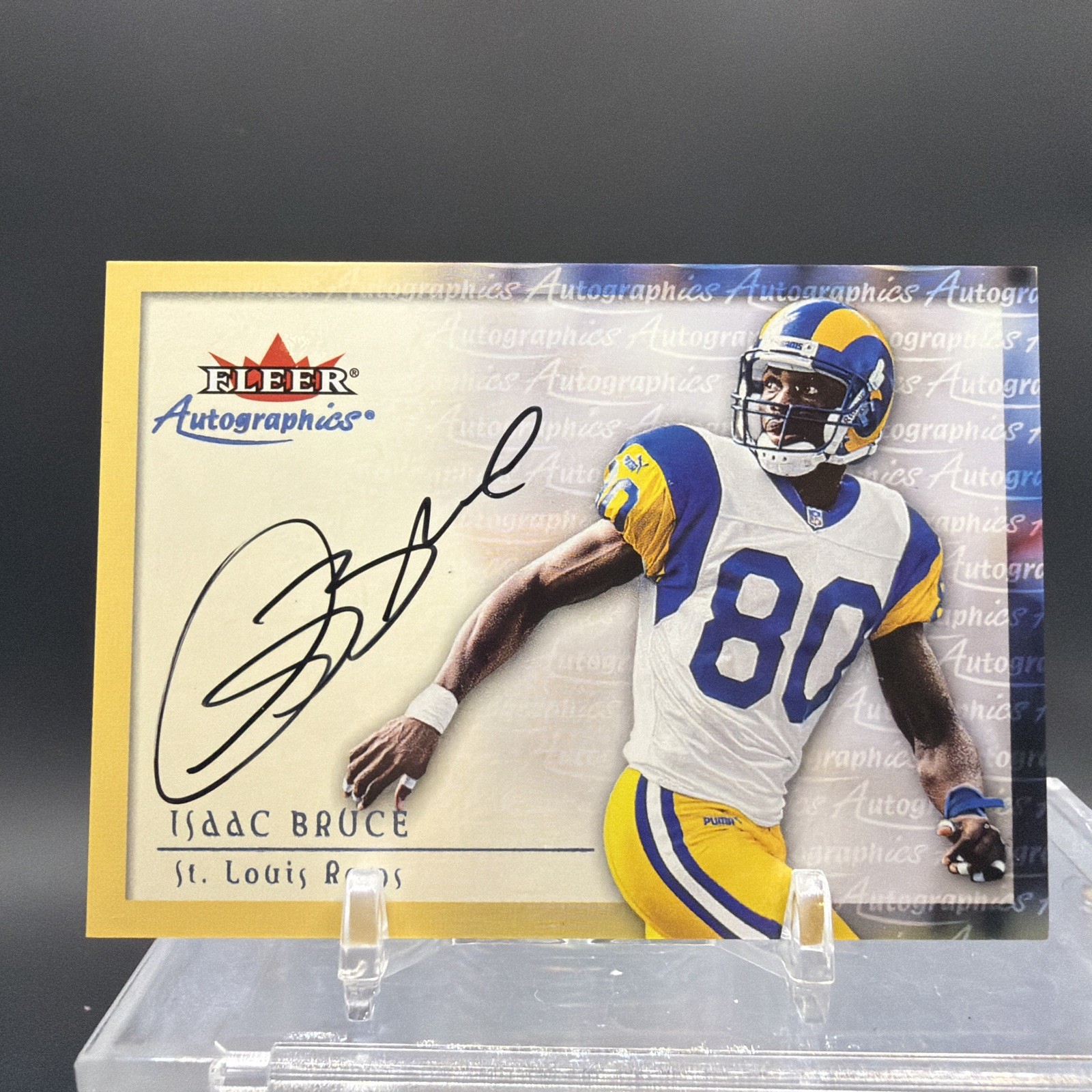 Fleer 2000 Autographics Isaac Bruce St. Louis Rams Hard Signed Auto #11 Clean!