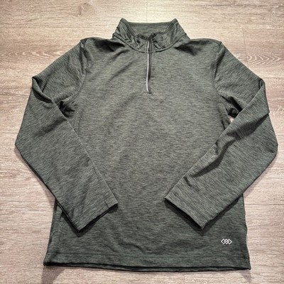 LEG3ND Sweater Mens Medium Green Breathe 1/4 Zip Long Sleeve Performance Stretch