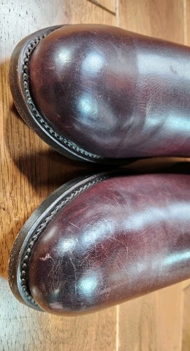 Frye Woman's Burgundy Cordavan Color Leather Tall Riding Boots Side Zip Size 8 B - Afbeelding 6 van 24