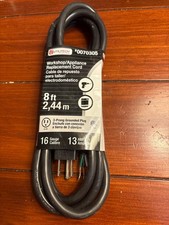 Utilitech Replacement Power Cord Workshop/Appliance 16 Gauge 13 AMP 3 Prong 8ft