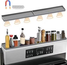 BFONS 30" Magnetic Stove Top Shelf Spice Rack Storage, Silicone Heat Grey 