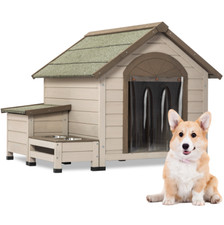 Clearance sale,Outdoor fir wood dog house with an open roof