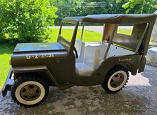 Vintage Tonka U.S. Army Jeep G-2-2431 Pressed Steel Military Toy w/ Canopy USA
