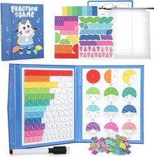 Magnetic Fraction Educational Puzzle, Magnetic Fraction Tiles and Circles, Eleme