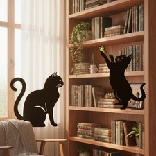 Black Cat Silhouette Garden Statue Patio Lawn Decor for Cat Lovers Yard Art Gift