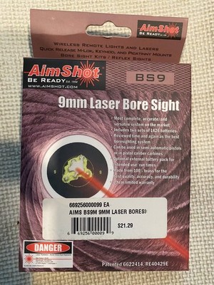 AimShot BS9 9mm Laser bore sight Red w/ batteries Aim Shot New in Box