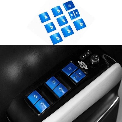 For Toyota Alphard 15-22 Aluminum Window Door Lock Control Decoration 10pc Blue