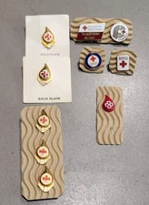 Lot of 10 American Red Cross Pins Vintage Blood Donor Gallon Service & Volunteer
