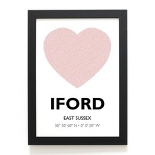 A4 PRINT - Iford, East Sussex - Word Heart Design - TQ4007