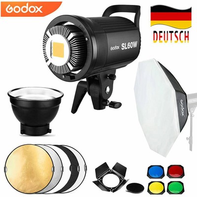 Godox SL-60W 60W 5600K Weiß LED Videoleucht+95cm Softbox+BD-04 Barndoor+Reflekor
