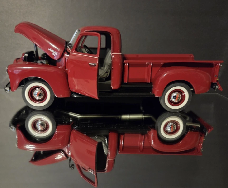 Camioneta pickup Franklin Mint, 1950 GMC platón largo, rojo oscuro, diecast 1:24 Foto 2 de 4