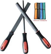 8" Wood Rasp File Set with Rubber Grip - Includes Hand Cut Round, Half-Round, an