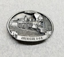 1980 Vtg Steam Train American 440 Railroad C J Silver Tone Belt Buckle Western
