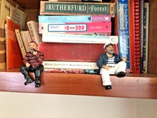 2 Pcs. Bearded Sea Captain And Seaman Shelf Sitter Nautical Navy Coast