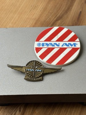 PAN AM Airline Junior Flyer Pin + Button Vintage 70er Vintage Original