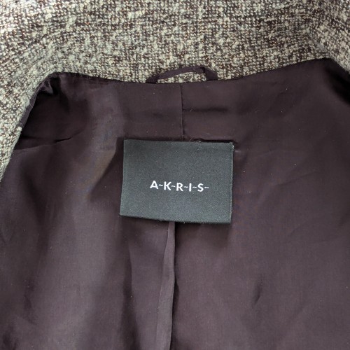 AKRIS Woll Tweed Muster Damen langer Mantel grau Luxusmarke - Bild 9 von 23
