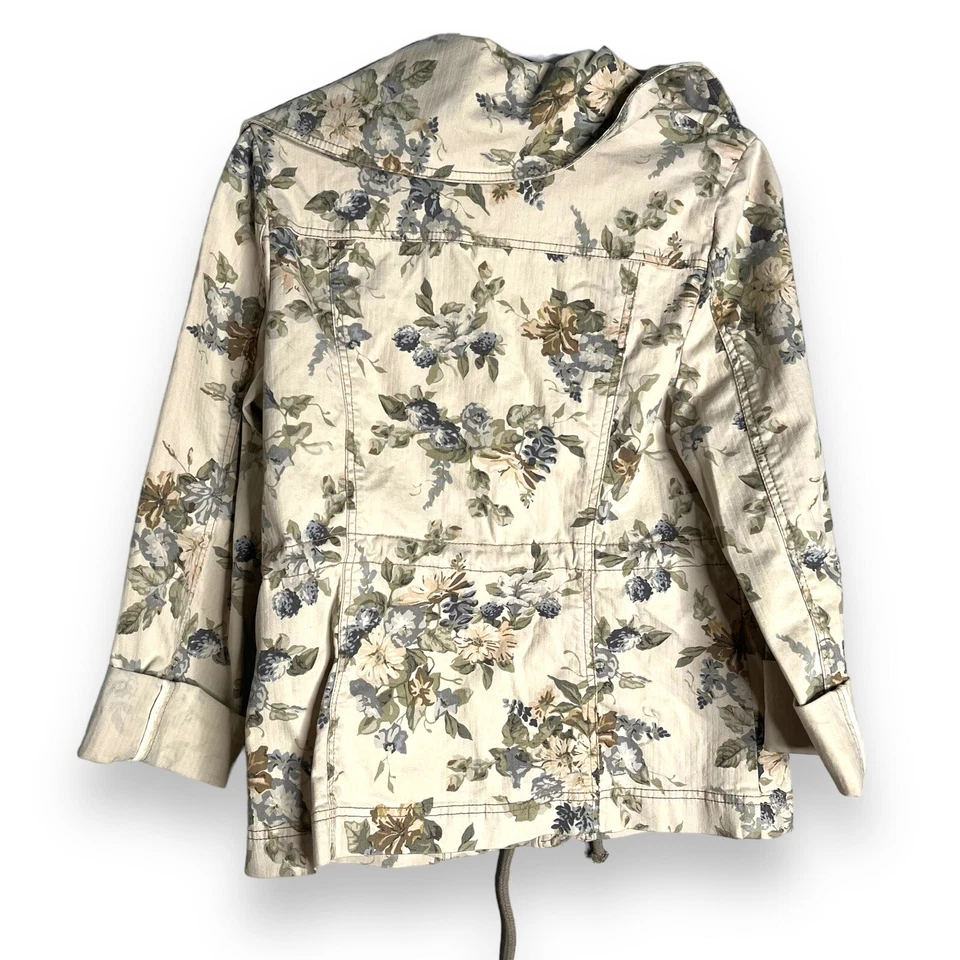 Anthropologie Lyonia Anorak Denim Jacket 10 Floral Daughters Of The Liberation - Изображение 4 из 4