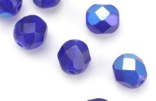 50 Dark Blue Frost AB Czech Glass Faceted Fire Polished Beads 6MM LIMITED