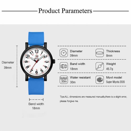 Blekon Nurse Watch for Medical Professionals, Military Time, Silicone Band, 3ATM - Picture 13 of 126
