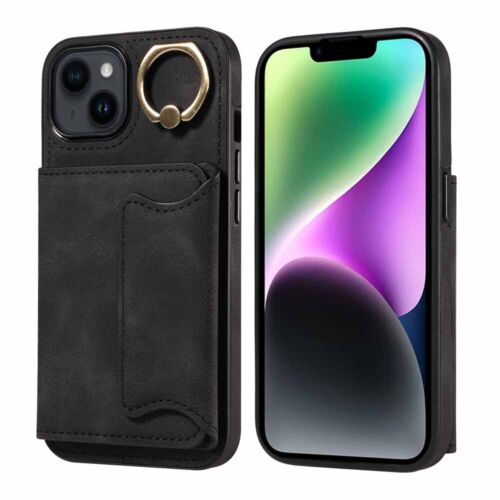 For iPhone 14 13 12 11 XS XR SE 7 8 Ring Holder Wallet Flip Leather Case Cover - Picture 12 of 48