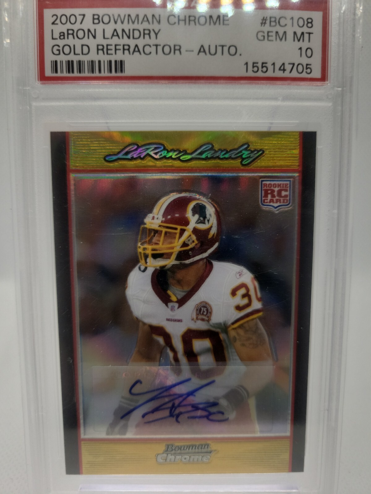 LaRon Landry Bowman Chrome #BC108 Gold Refractor-Autograph