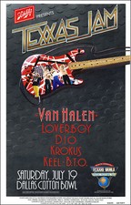VAN HALEN DIO KROKUS BACHMAN TURNER OVERDRIVE 1986 Texxas Jam Concert Poster