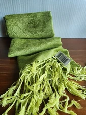 Pashmina Wrap Scarf Shawl Head Cover Hijab Lime Green Paisley Soft Fringe wovem