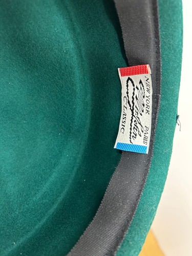 Adolfo 2 Excello Hat Green 100% Wool Geo W Bolman & Co Bow USA 50s 60s Church - Picture 11 of 14