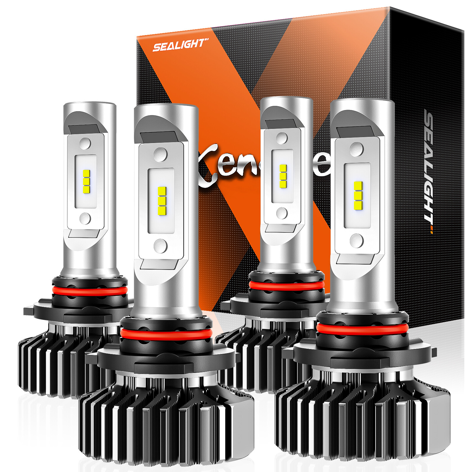 4PCS SEALIGHT X1 9005 9006 Super Bright White LED Headlight Bulbs High Low Beam