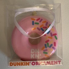 Dunkin’ Donuts Christmas Ornament 2019 - Pink Strawberry Frosted Donut~NIB