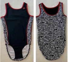 PLUM CARES PracticeWear LEOTARD Gymnastics POSITIVITY Black TANK Leo GK Size AM