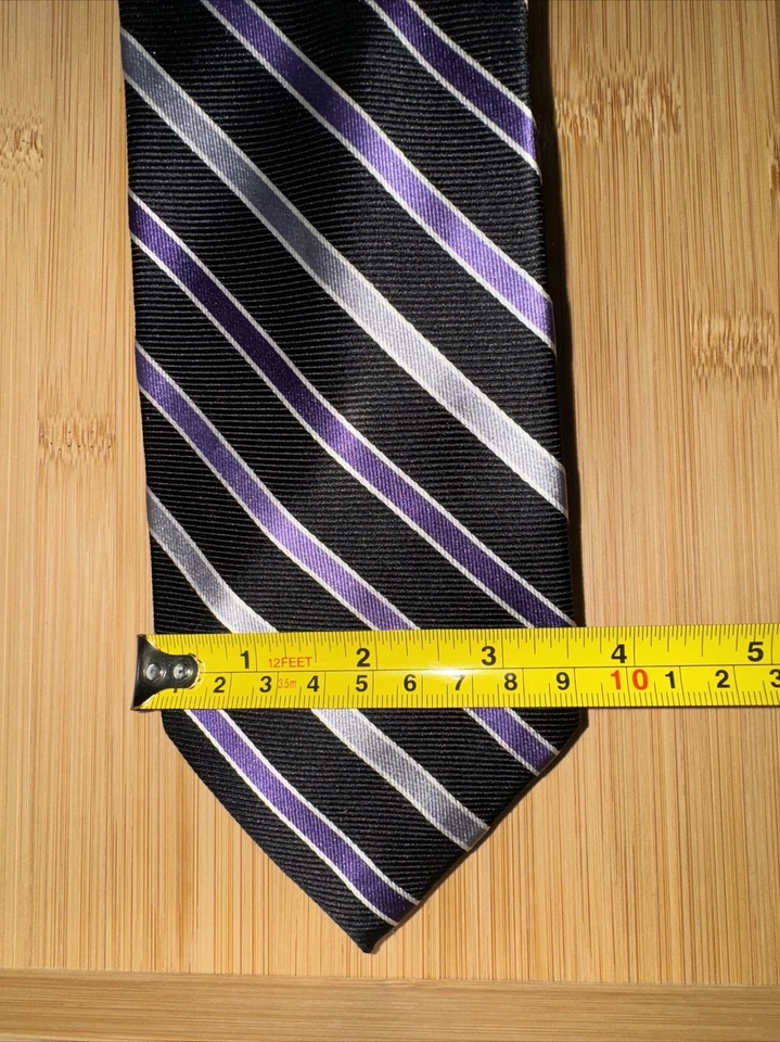 Corbata de seda a rayas moradas Chaps By Ralph Lauren - 60L 3,5W Foto 2 de 4