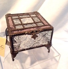 J. Devlin Glass Box Vintage  Pale Rose w/Legs 3 1/8 " x 3 1/2" x 2 1/2"  52.99