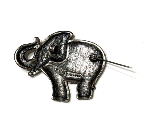 Newpro Elefant Pin Vintage Rüssel Up Good Luck silberfarben 2 cm strukturiert - Bild 5 von 5