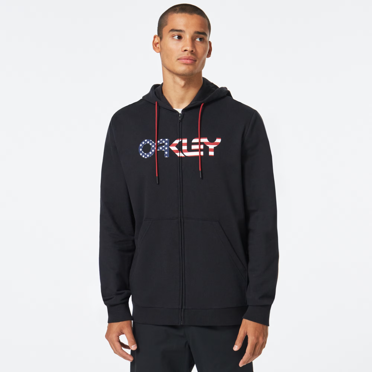 Oakley Mens Teddy Full Zip Hoodie Jacket Sweatshirt Black/American