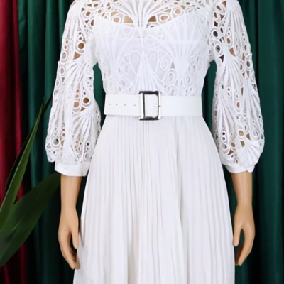 floral lace swing dress 1950s Floral Lace Swing Dress