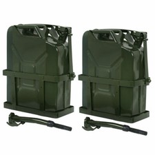2PCS 5 Gallon Jerry Can Army Backup Gas Can with Spout and Metal Steel Holder