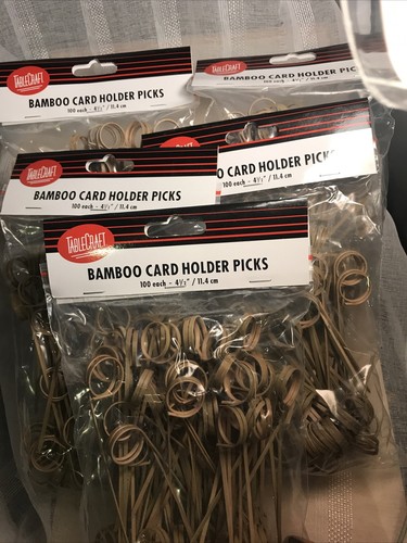 Tablecraft Bamboo Pick Menu Card Holder Deli Beige 4.5" NEW 100/Pack 5 Pkgs =500 - Picture 11 of 12