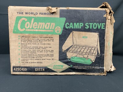 VTG Coleman 425C499 Complete Green Camping 2 Burner Camp Stove