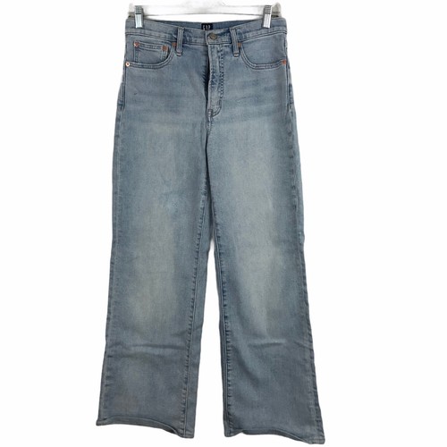 Wide Leg Crop Light Wash Denim Hemmed 