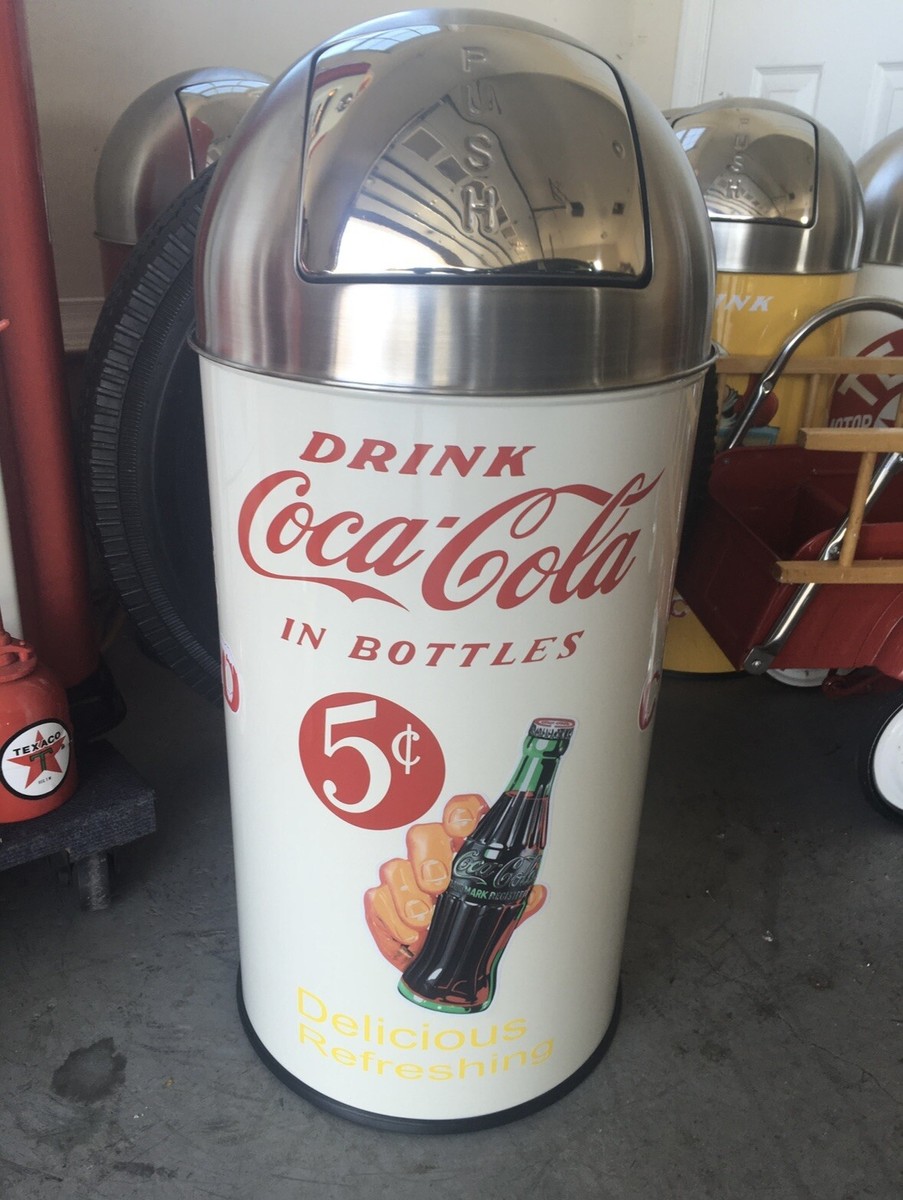 Vintage Style DRINK COCA COLA Trash Can SS Top Gas Pump Station | eBay