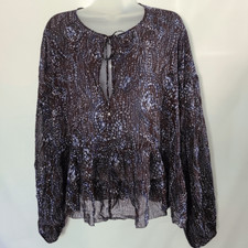 Wilfred Aritzia Blue Spotted Sheer Blouse Size M
