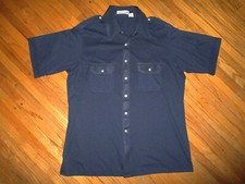 vtg 1980s 90s PIERRE CARDIN BUTTON FRONT SHIRT Short Sleeve Shoulder Strap LARGE