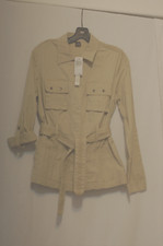 For The Republic New Womens Jacket Size 8  Laguna Beige Cotton Belted Light Snap