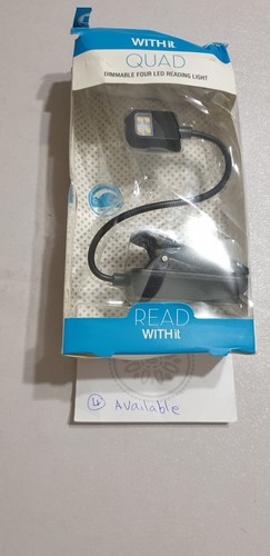 WITHit Quad Dimmable Four LED Reading Light Lightweight w/ Clip for Books eBooks - Picture 2 of 3