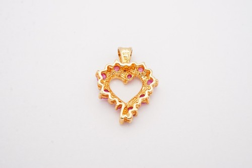 Ross Simons Ruby Diamond Heart Pendant Gold Plated Sterling Silver 925 K7 - Picture 6 of 10