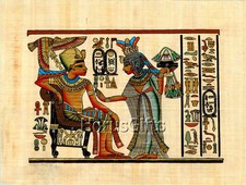 **Rare** Genuine Hand Painted Authentic Egyptian Papyrus (King Tut and Wife)